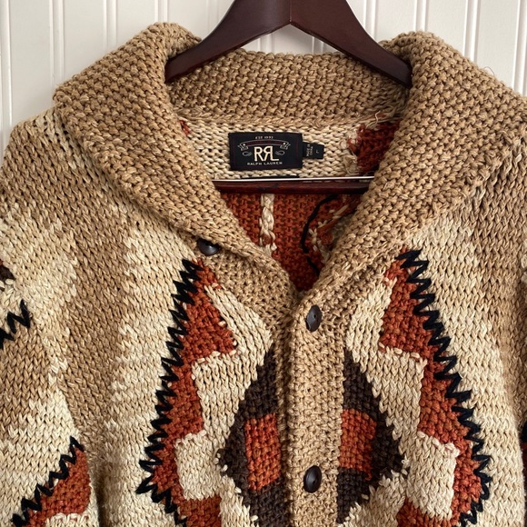 RRL Ralph Lauren Hand Knit Shawl Cardigan L - Picture 3 of 8